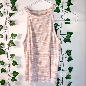 pink and white ruffle cami top